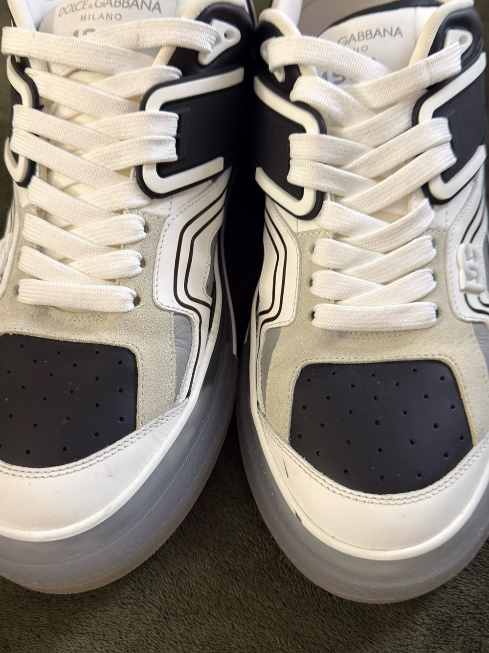 Dolce & Gabbana Men’s White, Black and Gray Low-Top Sneakers